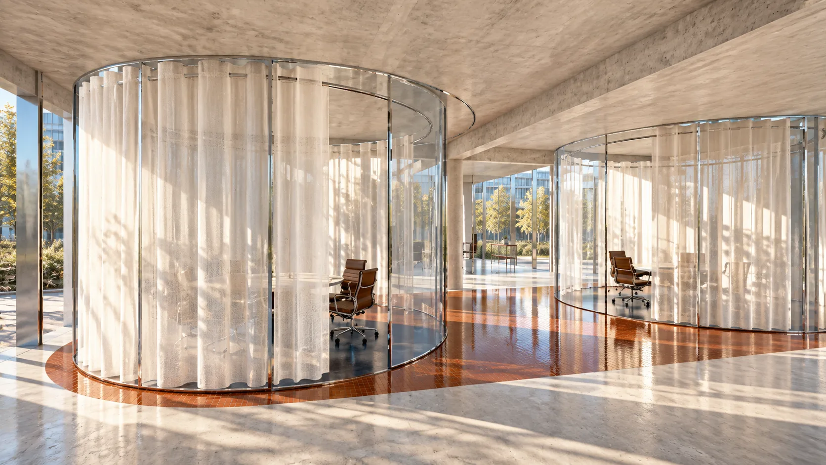 Team workspace with translucent screening