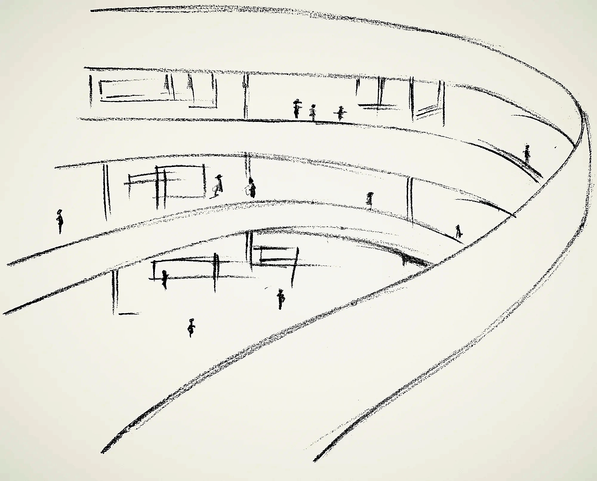 Hand perspective sketch used to test volume and threshold