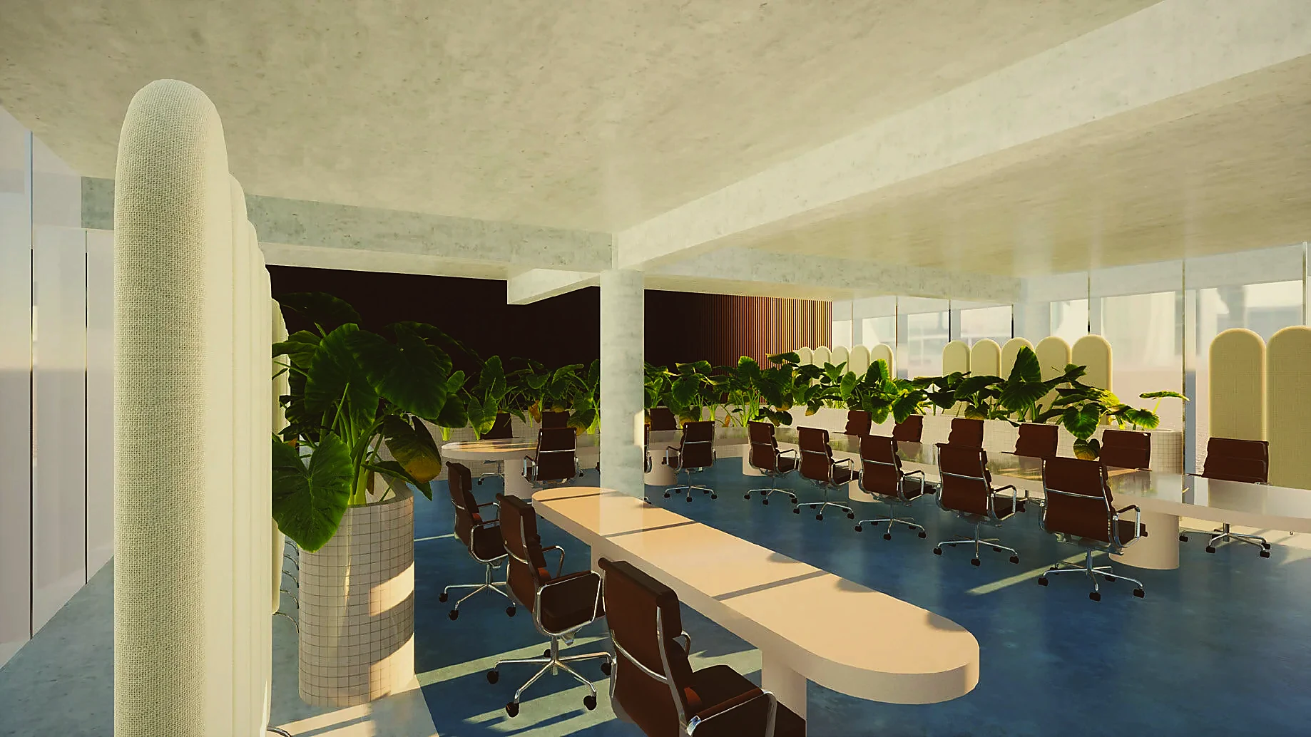 Call centre workstations behind a translucent divide