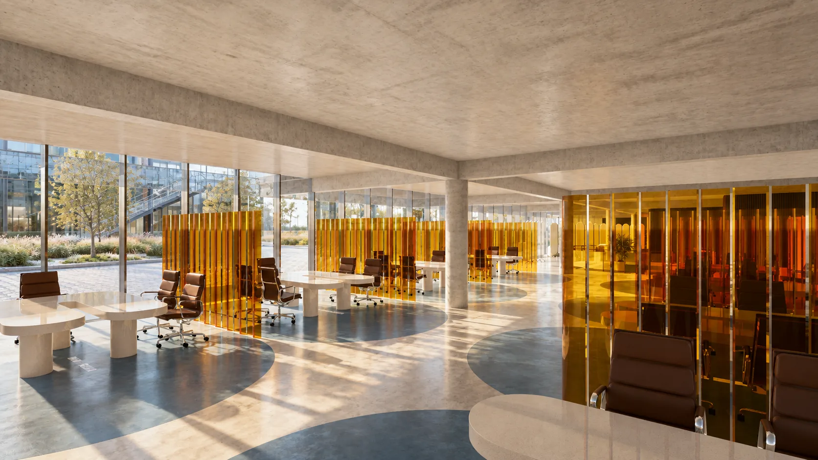 Call centre workstations behind a translucent divide