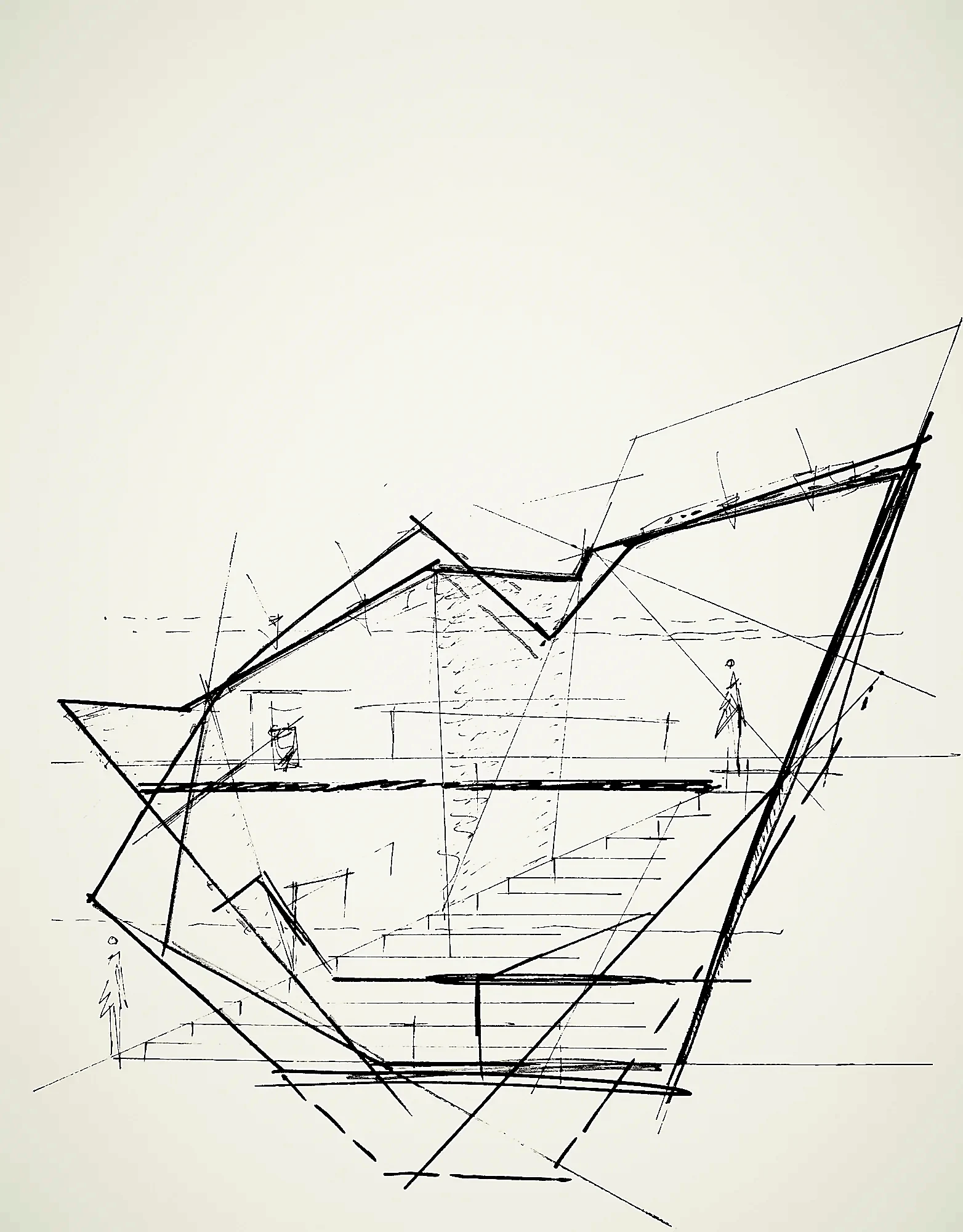 Cabin interior with a single opening framing the landscape