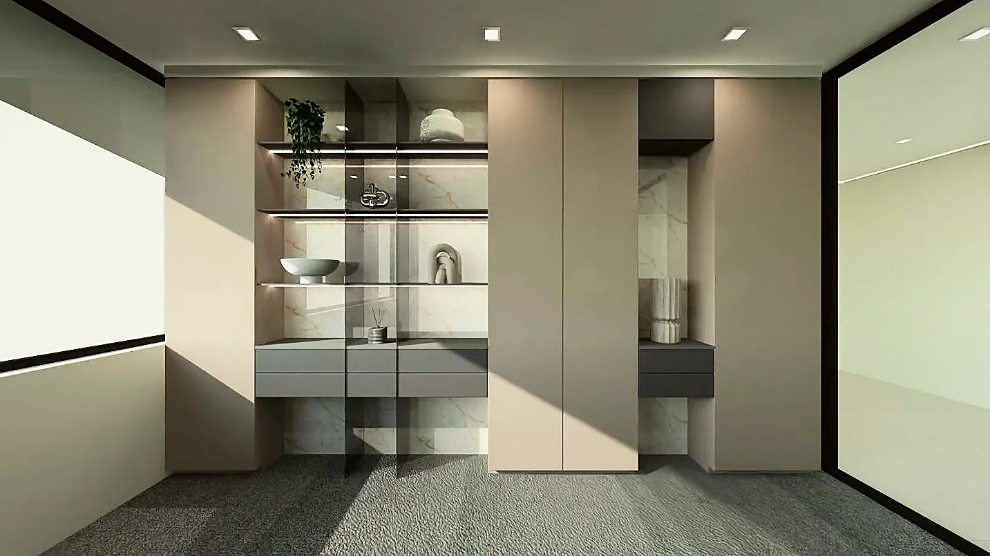 Hall of Diamonds — office joinery with open shelving