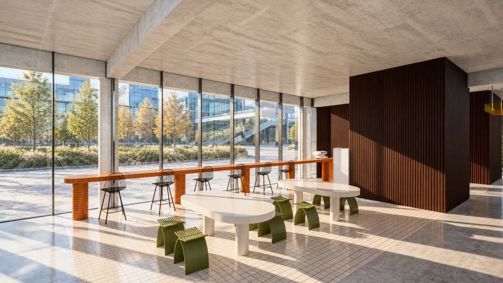 Boardroom with acoustic wall treatment